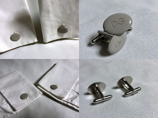 正規美 ドルチェ&ガッバーナ DGロゴオーバルカフス 灰系 カフリンクス 