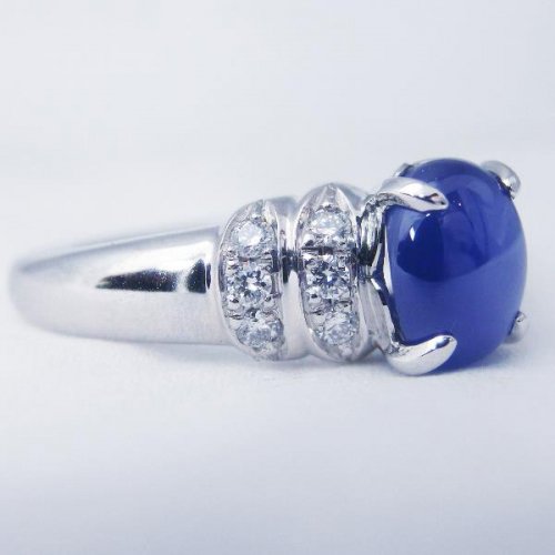 Pt900 スターサファイア ダイヤモンドリング S 1.52ct D 0.14ct