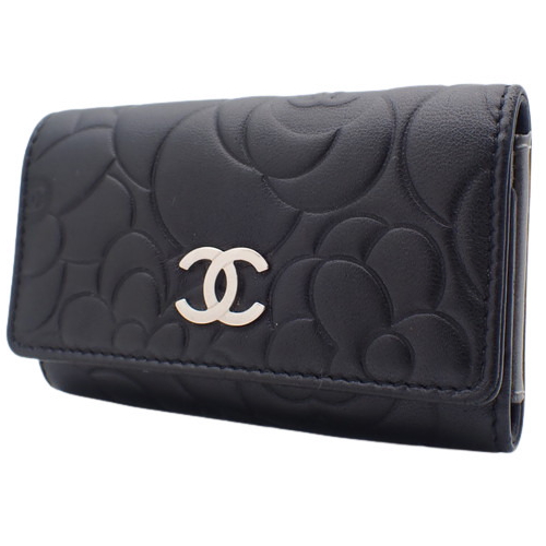 CHANEL(シャネル) カメリア ココマーク 6連キーケース キーケース 六連 小物 ラムスキン ブラック黒 シルバー金具 A47436 レディース  40800072505【中古】【アラモード】