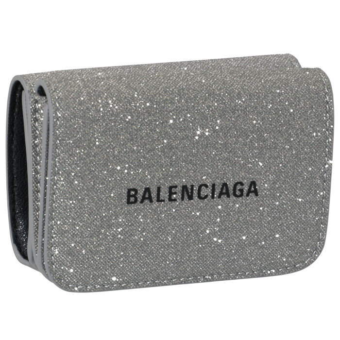 バレンシアガ BALENCIAGA 財布 三つ折り グリッター ミニ財布 ロゴ キャッシュ ミニウォレット グレー系 593813 2102O  1501 | アメイジングサーカス