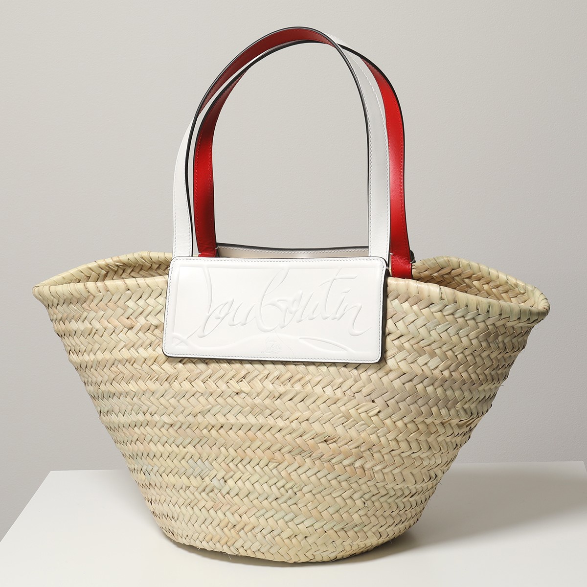 Christian Louboutin クリスチャンルブタン 1215220 Loubishore ラフィア×レザー トートバッグ かごバッグ  カゴバッグ 鞄 F478/NATURAL-SNOW レディース | インポートセレクト musee