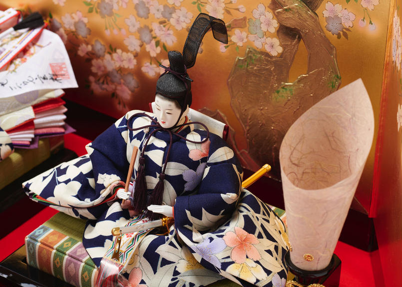平安天鳳作 ひな人形 京友禅 桜花 雛人形 輸入 京友禅
