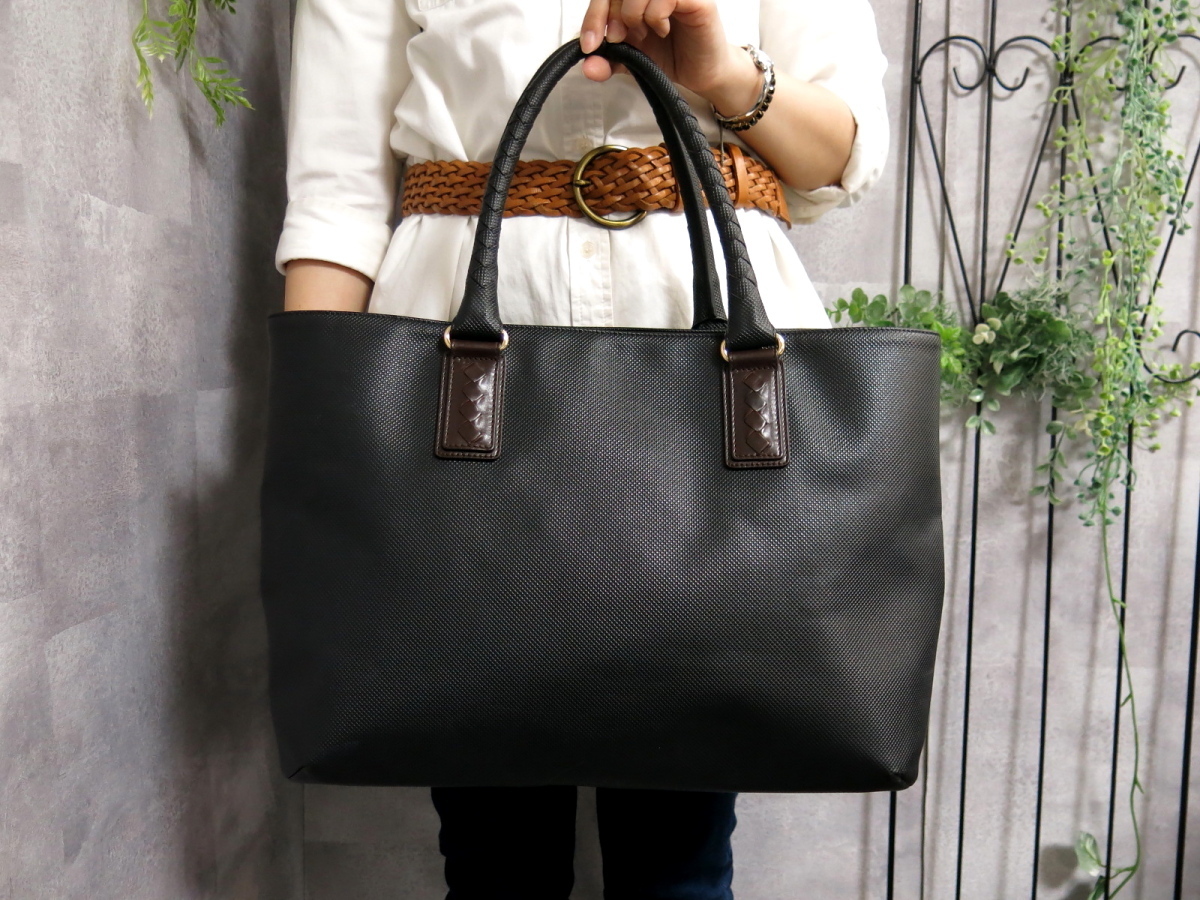 超 BOTTEGA VENETA ボッテガ ヴェネタ メンズ マルコポーロ PVC レザー 