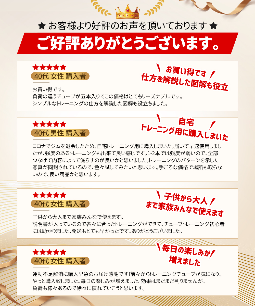 トレーニングチューブ 5色 筋トレチューブ 美尻 ヨガバンド 