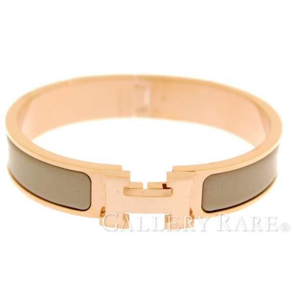 エルメス ブレスレット クリック H クリッククラックPM マロングラッセ×ピンクゴールド金具 Clic Clac H バンクル