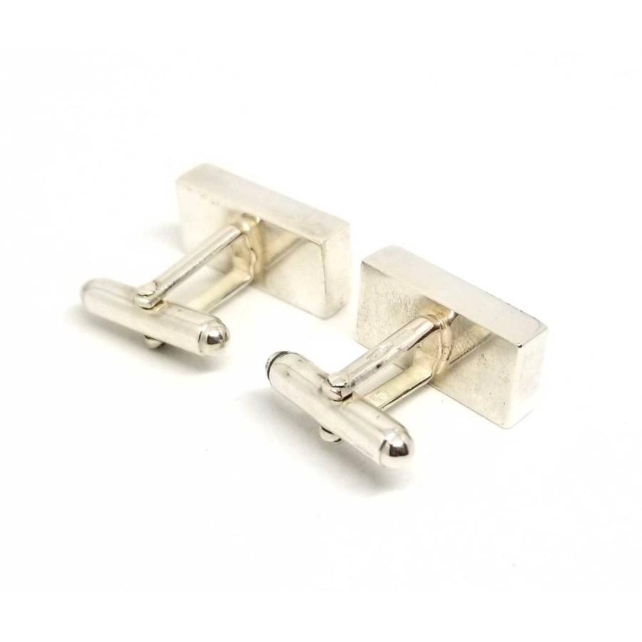 美品 グッチ カフス シルバー カフリンクス スクエア ロゴ SV925 