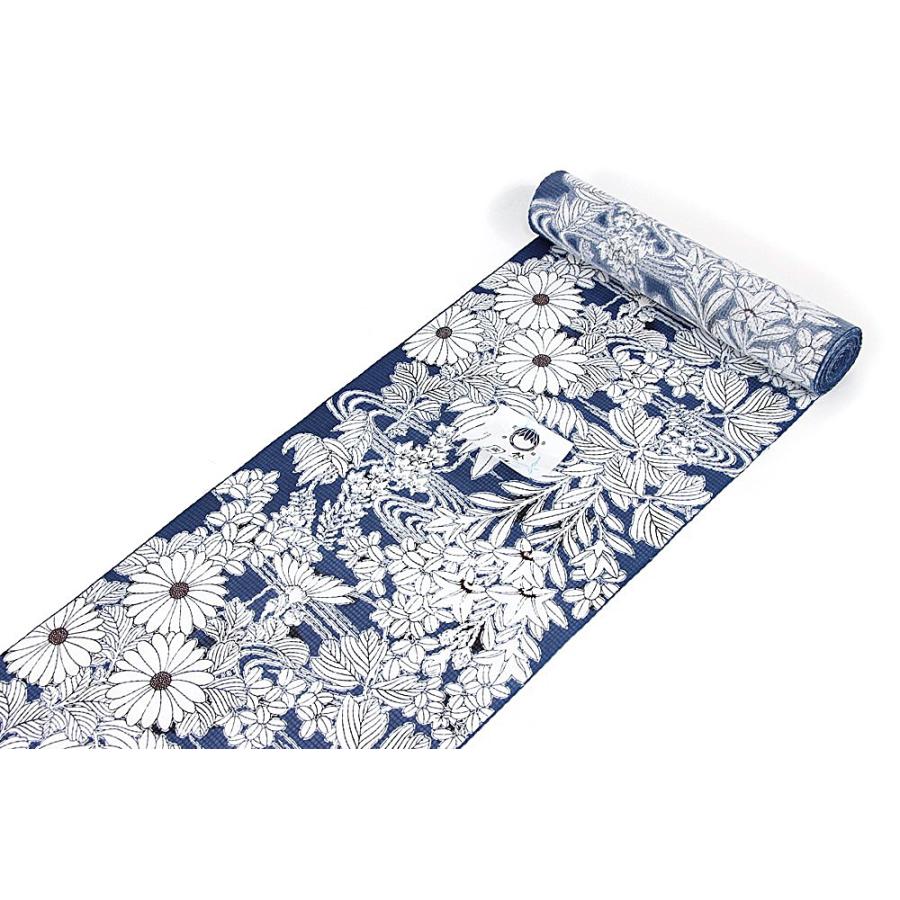 竺仙謹製 女物浴衣 反物 青×白 綿100% 綿紅梅 注染 本染め 生地 上品 