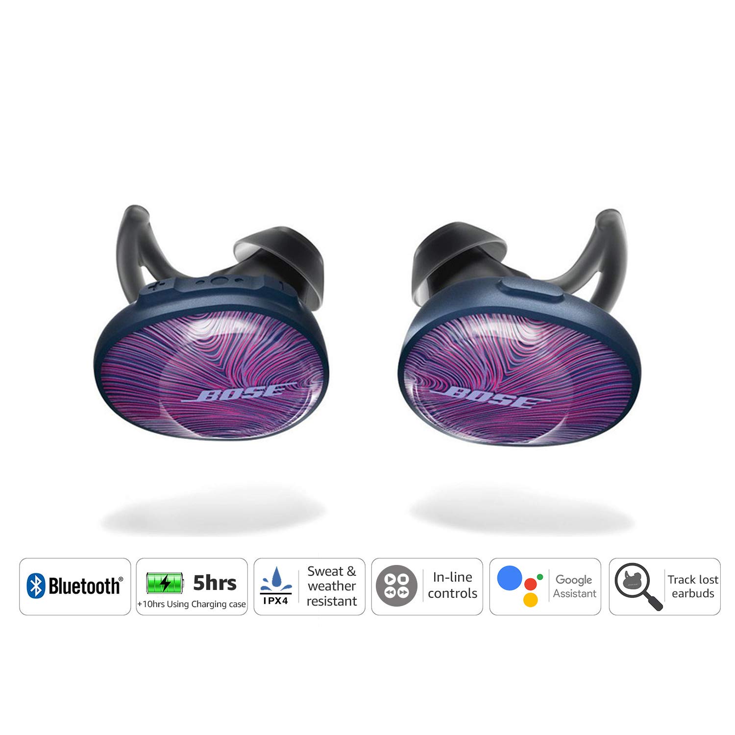 Bose SoundSport Free, True Wireless Earbuds, (Sweatproof Bluetooth  Headphones for Workouts and Sports), Ultraviolet with Midnight Blue