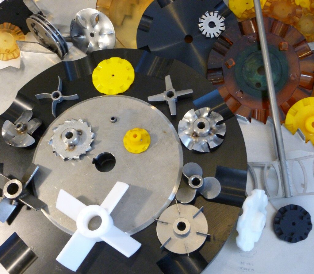 An assortment of Norstone dispersion blades and impellers
