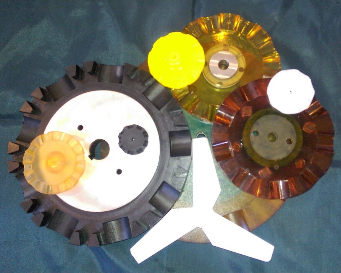 A montage of polyurethane and metal dispersion blades