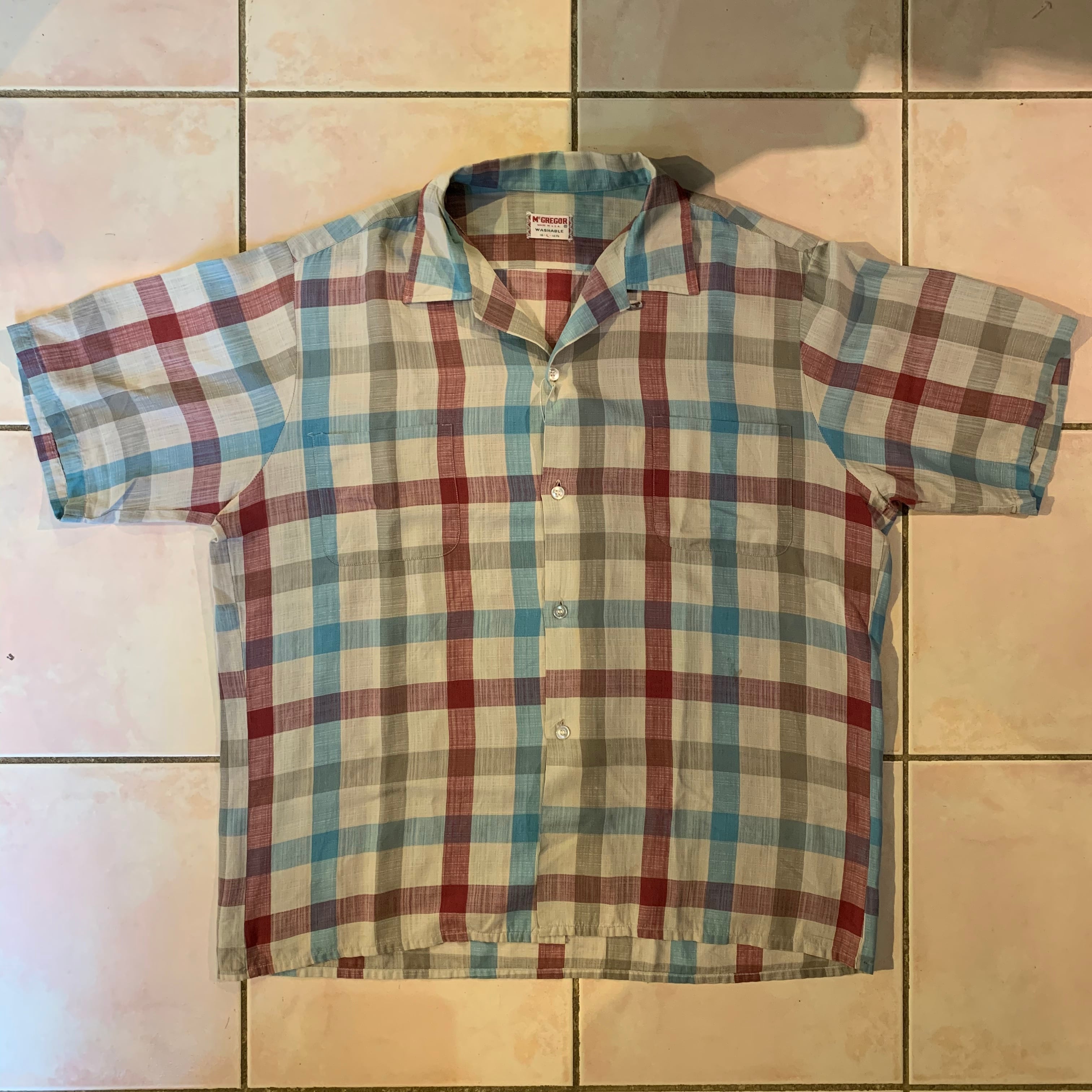 60s MCGREGOR マクレガー チェック オープンカラー シャツ 半袖 
