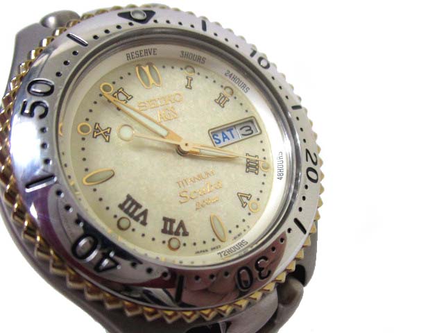セイコー SEIKO AGS Scuba 5M23-6B60 スキューバ 200 チタン 自動巻き 腕時計 シルバー 190803OK01s メンズ