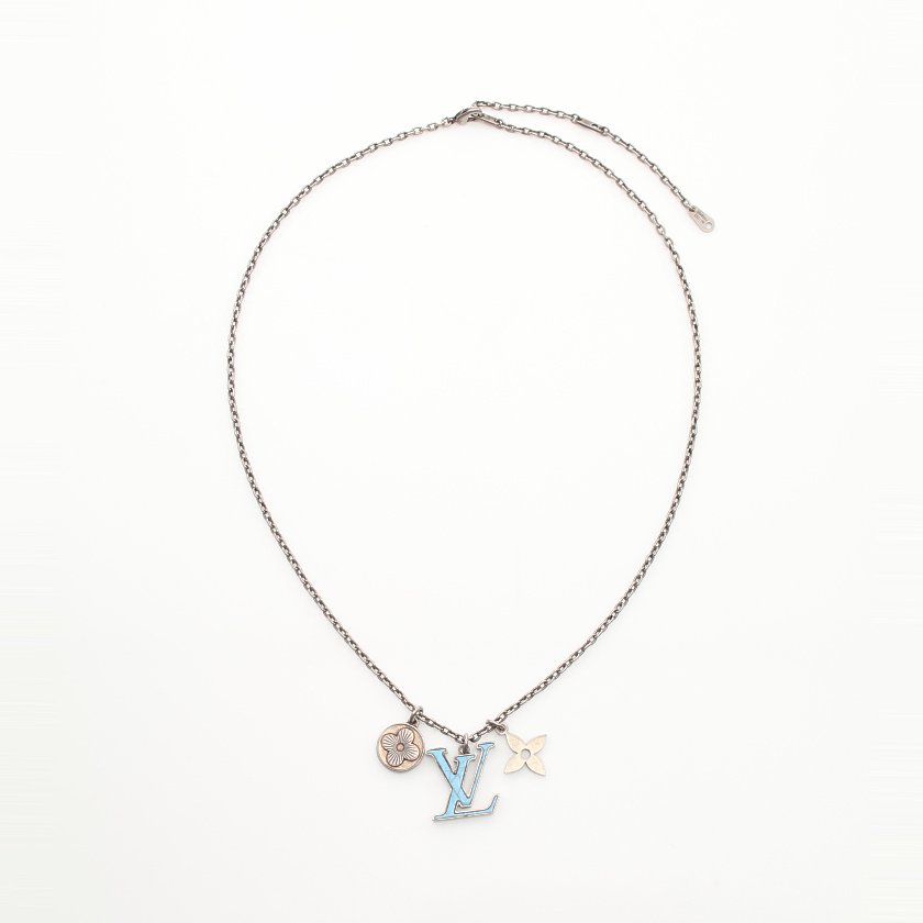 ルイヴィトン（LOUIS  VUITTON）ペンダント｜LVイニシャル｜ターコイズ｜ネックレス｜カラーストーン｜シルバー｜水色｜ハイブランド・ブランド専門の中古通販サイト（618344）