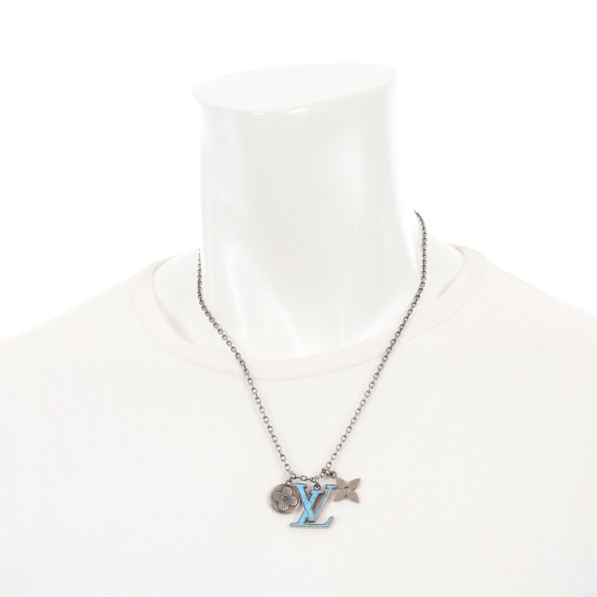 ルイヴィトン（LOUIS  VUITTON）ペンダント｜LVイニシャル｜ターコイズ｜ネックレス｜カラーストーン｜シルバー｜水色｜ハイブランド・ブランド専門の中古通販サイト（618344）