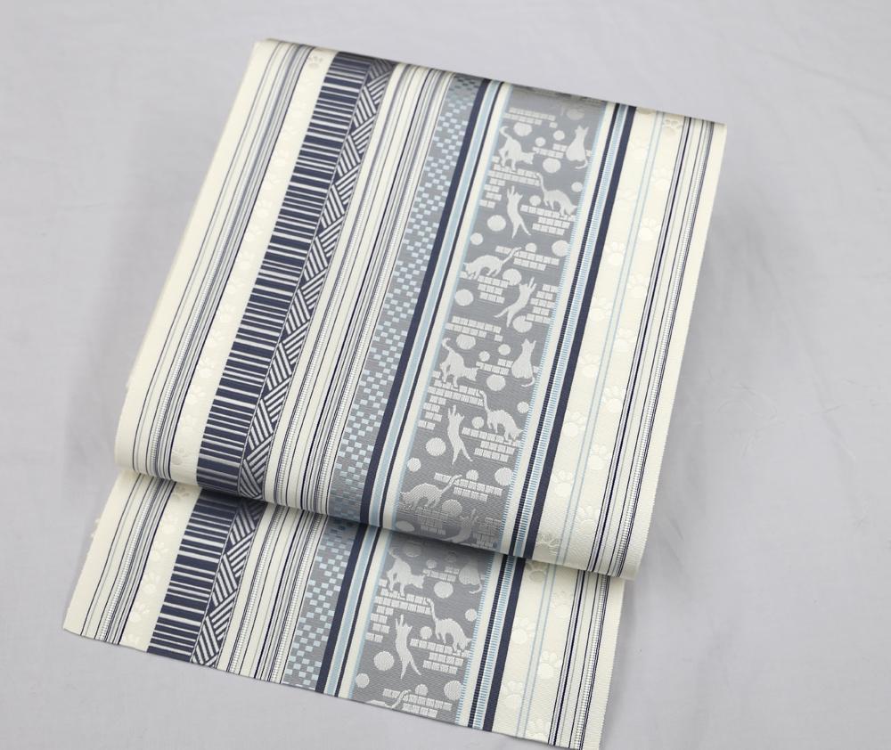 当店一番人気】 新品未仕立 博多帯 八寸名古屋帯 胡王唐草文様透刻唐花 