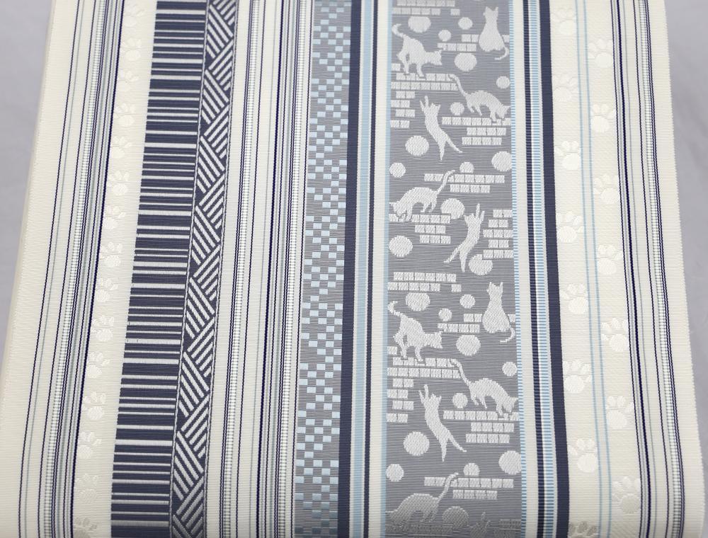 当店一番人気】 新品未仕立 博多帯 八寸名古屋帯 胡王唐草文様透刻唐花 