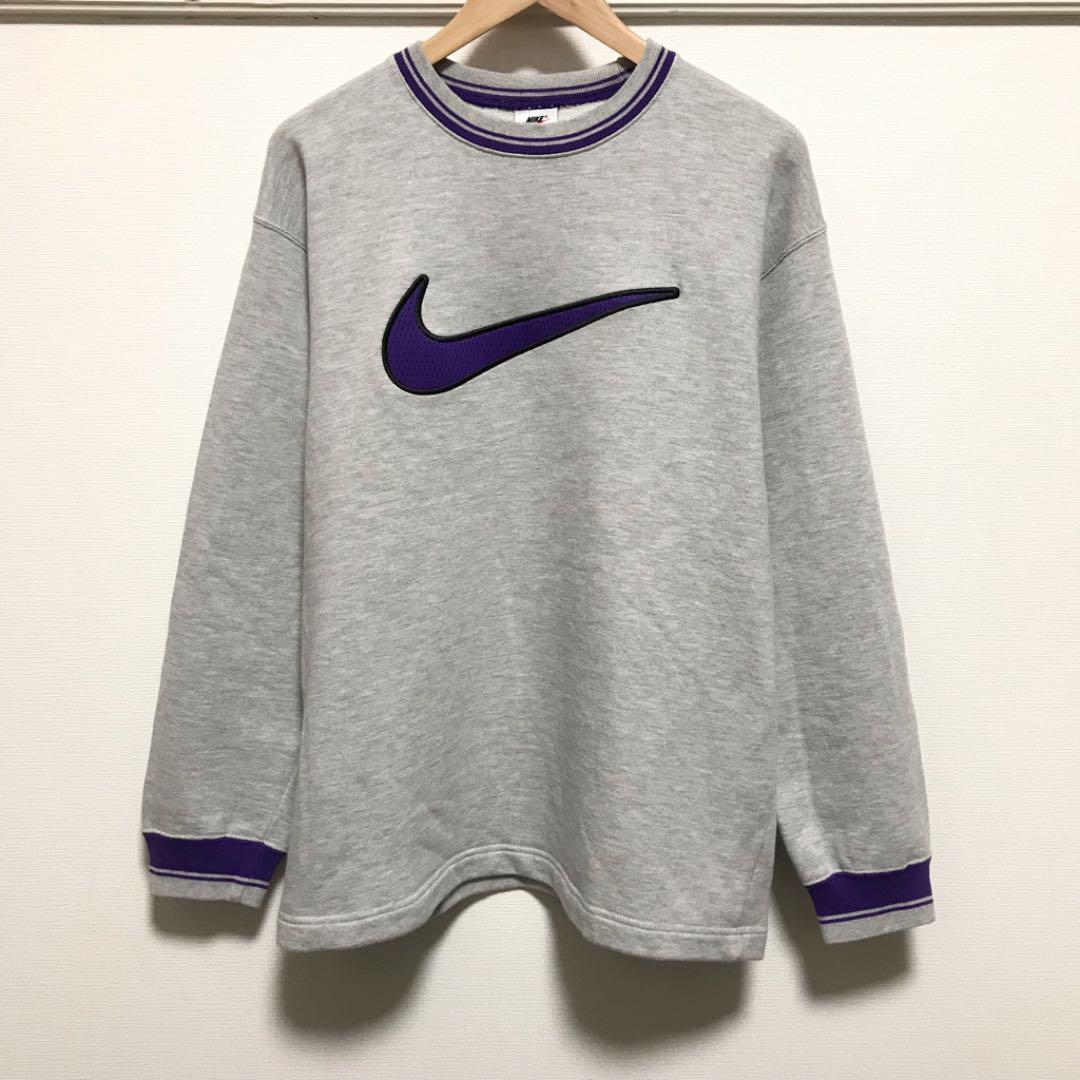 返品不可】 ナイキ 古着 トレーナー 90s スウェット ロゴ刺繍 オーバー 