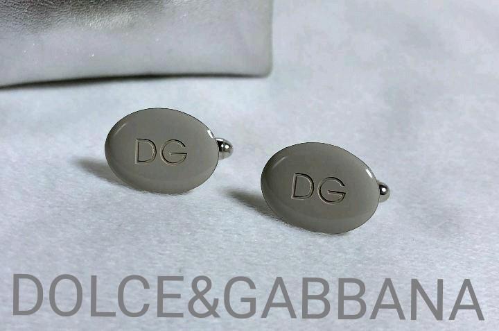 玄関先迄納品
 正規美 ボタン カフリンクス 灰系 DGロゴオーバルカフス ドルチェ&ガッバーナ カフリンクス