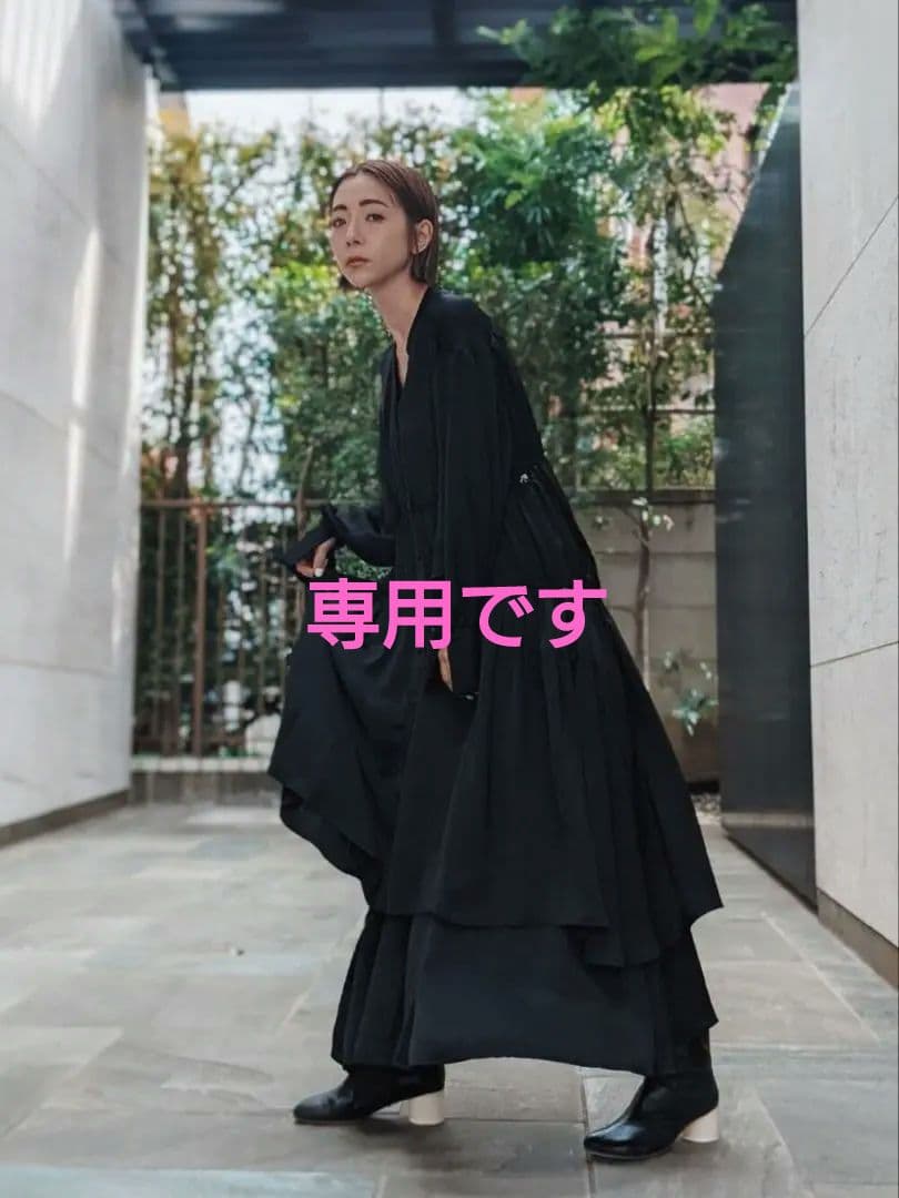 【即発送可能】
 【UN3D.】アンサンブルシャツワンピース　ブラック ロングワンピース