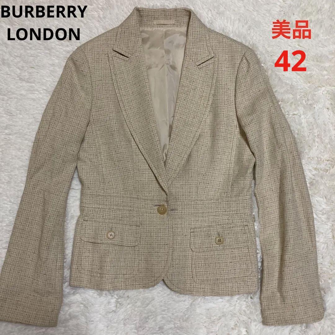 割引
 バーバリーロンドン　ジャケット　大きいサイズ　42 シルク　ツイード　美品 1B テーラードジャケット