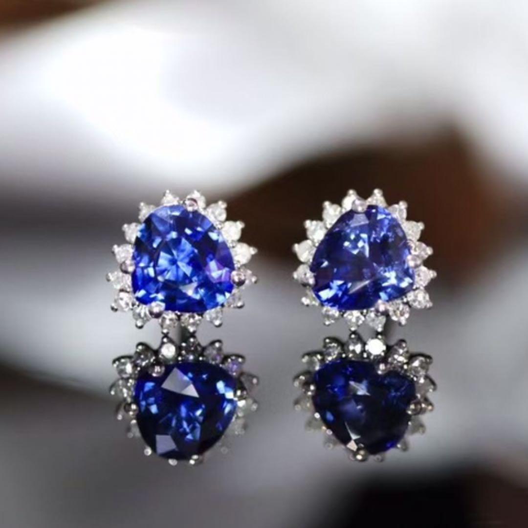 売れ筋がひ新作！
 天然 ロイヤル ブルーサファイア ダイヤ ピアス1.18ct k18 f ピアス(両耳用)
