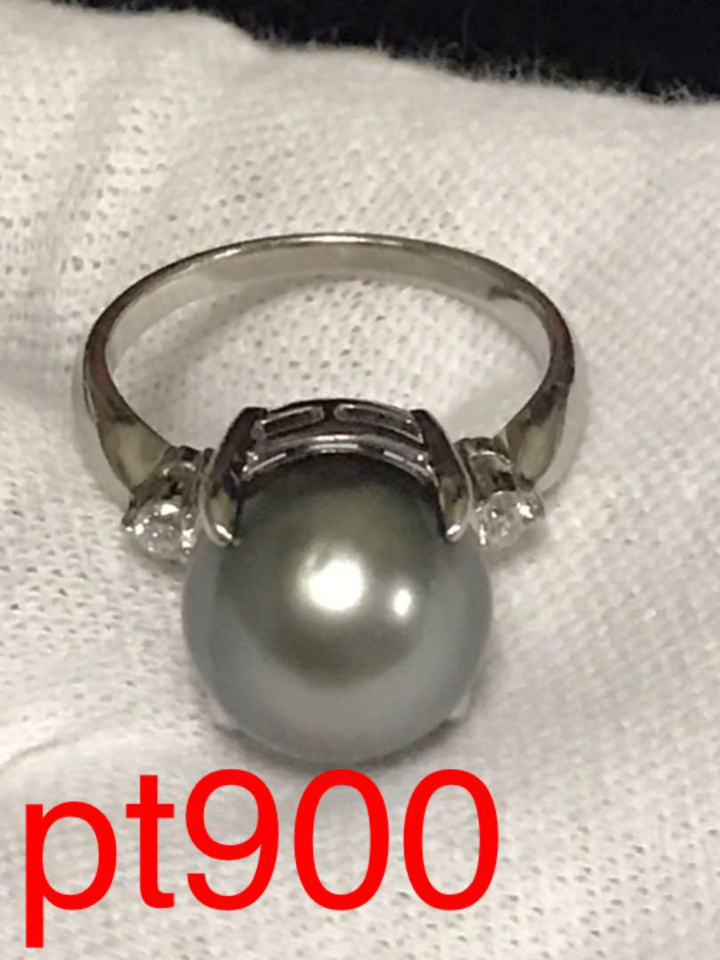 【全品送料無料】
 リング 指輪　ブラックパール　pt900 総重量7.7g 12.5号 リング