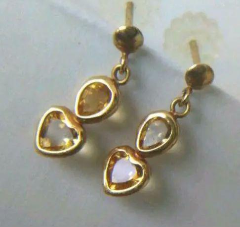 驚きの価格 
 ピアス　K18　18金　天然石シトリン 刻印あり　ジュエリーマキ  ピアス(両耳用)