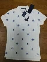 売れ筋がひ贈り物！
 タグ付き　Ralph Lauren 　マリン　いかり  白ポロシャツ ポロシャツ