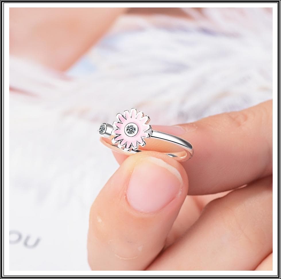 楽天
 548R【大人可愛い】フリーリング　ひまわり　ピンク　S925 CZダイヤ リング