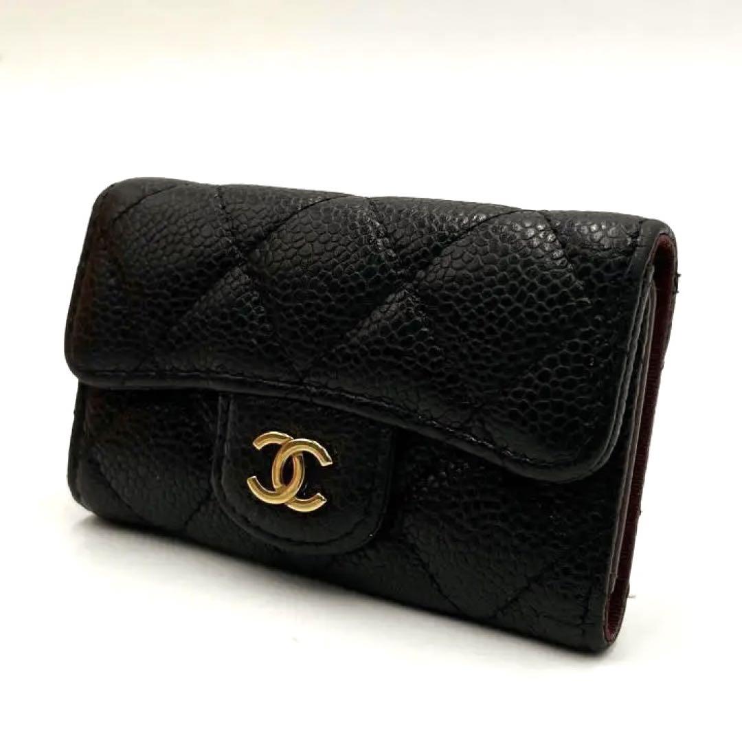 【当店一番人気】
 極美品✨シャネル シリアルシール有 黒 キーケース マトラッセ キャビアスキン キーケース