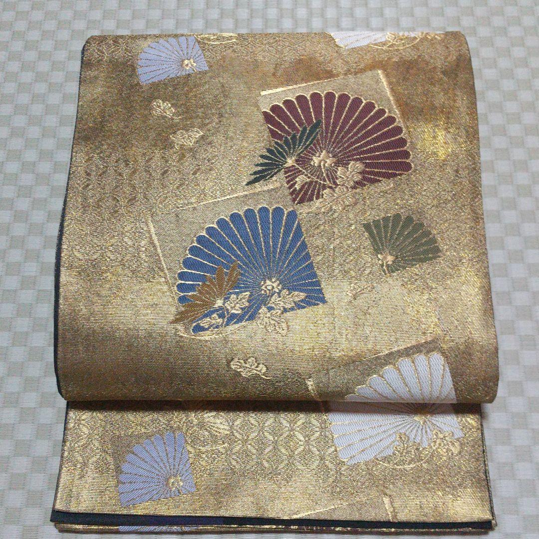 素敵な 【川島織物】お太鼓柄 緑地に絵が硬い 着物 浴衣/水着￥10,849 