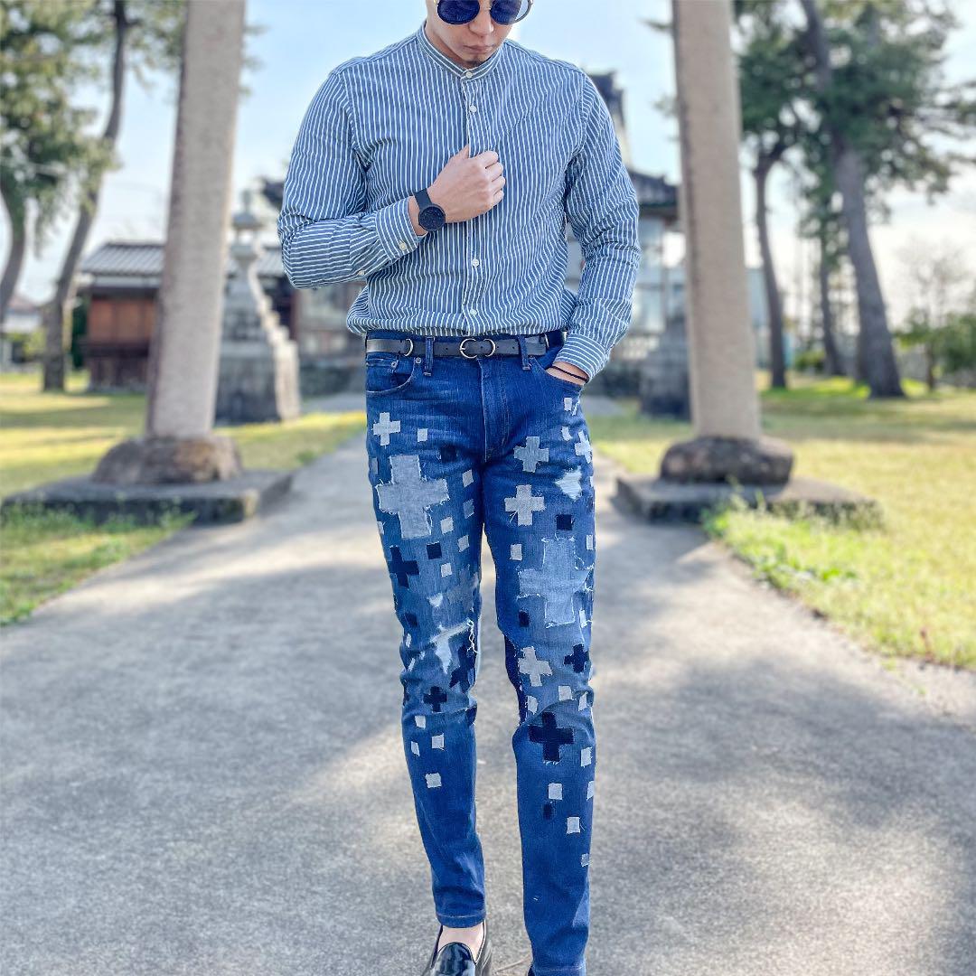 【1点物】TOYAMAde. y10a4 ARTJEANSクロスデニムジーンズ