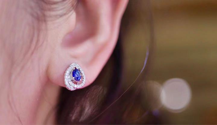 天然 ロイヤル ブルーサファイア ダイヤ ピアス1.08ct k18 f - メルカリ