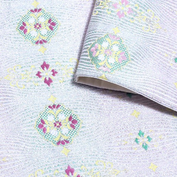 袋帯 礼装用袋帯 「白地　立涌小袖」帯匠山下謹製 西陣証紙番号No.2348 六通柄 綴れ織 黒留袖用 訪問着用 色留袖用 日本製 西陣織 絹  未仕立て 新品 未使用 【メール便不可】＜T＞ss2209ofr20