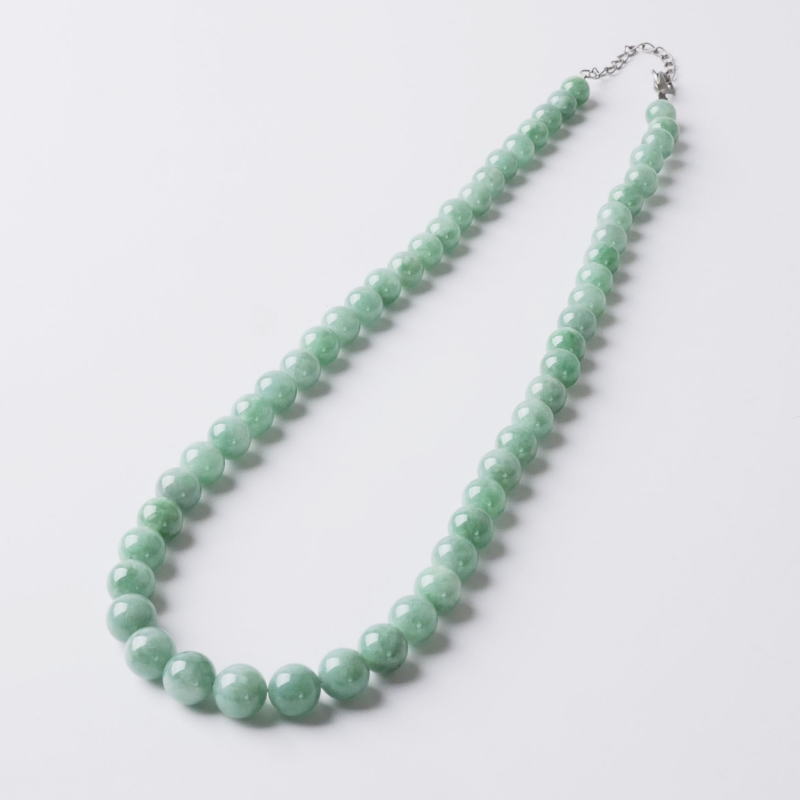 本翡翠丸玉グラデーションネックレス（鑑別書付き）-マライカオンラインショップ