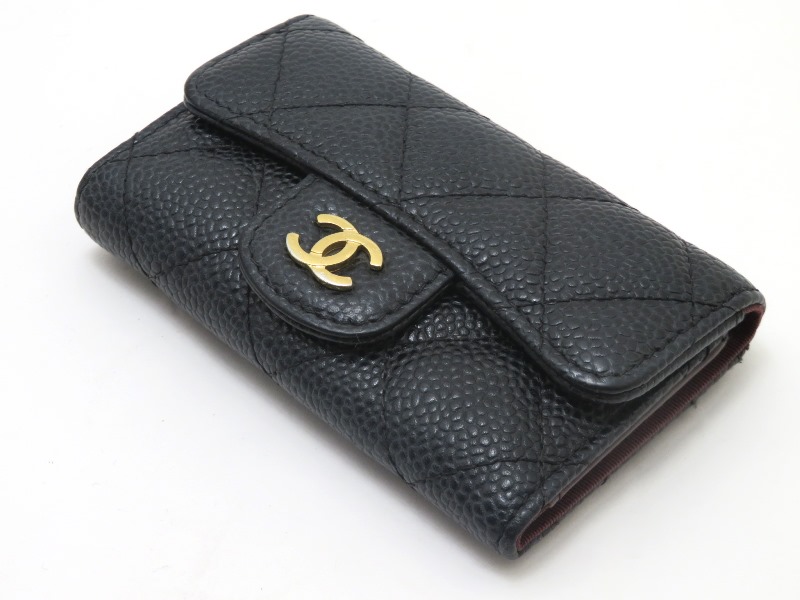 CHANEL　シャネル　キーケース　マトラッセ6連キーケース ブラック／ゴールド色 キャビアスキン　SJ【472】