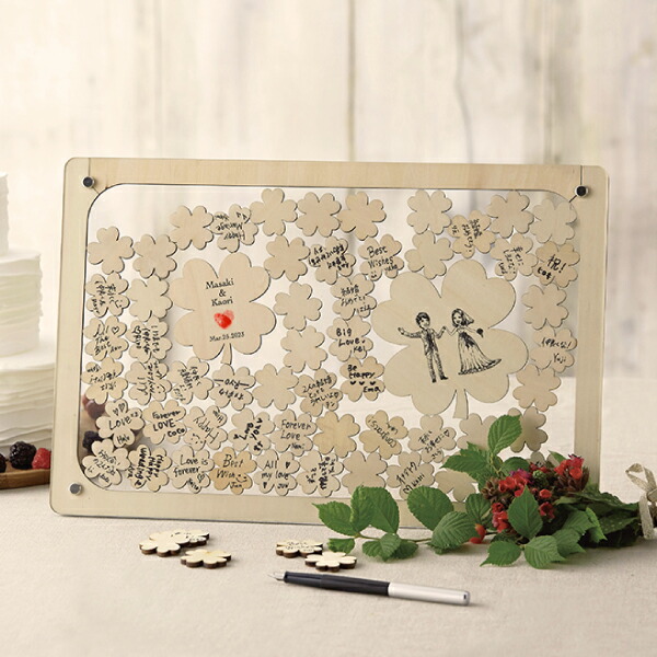 【送料無料】メッセージピースウェルカムボード　クローバードロップス（似顔絵あり）結婚式 お祝い 披露宴 ウェディング ウエルカムスペース メッセージ  ピース ナチュラル＆カジュアル | PIARY（ピアリー）楽天市場店