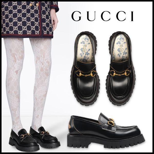 20新作 グッチ レザー ラグソール ホースビットローファー (GUCCI 