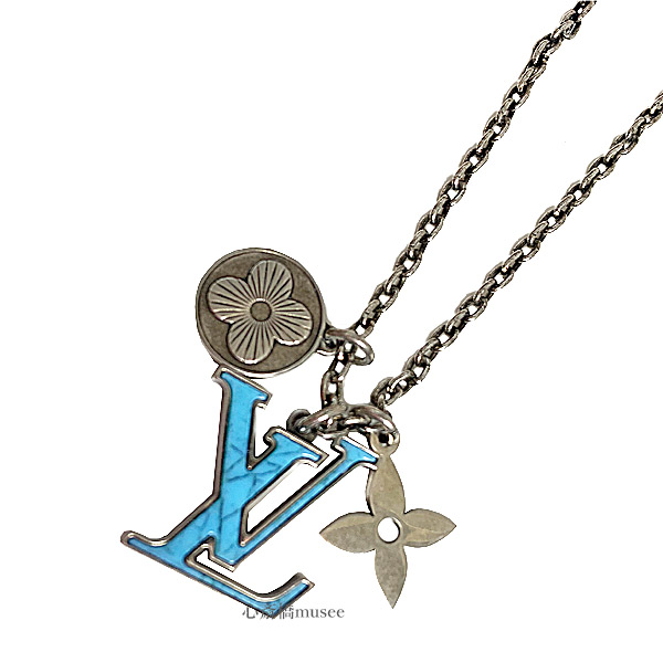 ≪新品≫ Vuitton ルイヴィトン ネックレス ペンダント LVイニシャル ターコイズ M68904 シルバー フラワー LV ビトン  ルイヴィトン 箱 ラッピング | 心斎橋ミュゼ