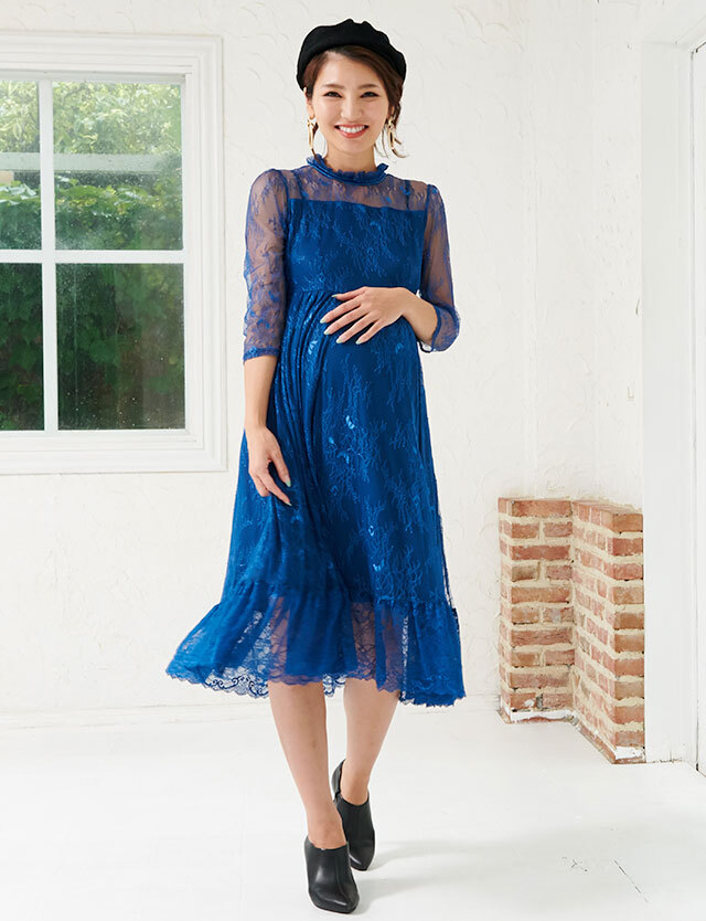 総レースミディ授乳服マタニティワンピ | スウィートマミー本店